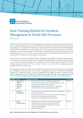 Partnership for Sustainable Textiles: Basic Training Module for Chemical Management in Textile Wet Processes