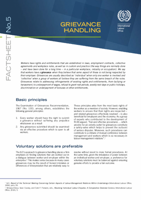 Grievance handling - Factsheet no. 5 - Labour Relations and Collective Bargaining