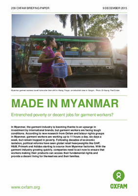 Made in Myanmar - Entrenched poverty or decent jobs for garment workers?