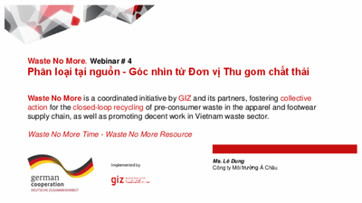 WNM - Webinar 4: Waste sorting at source – Sharings from A Chau Environment Company